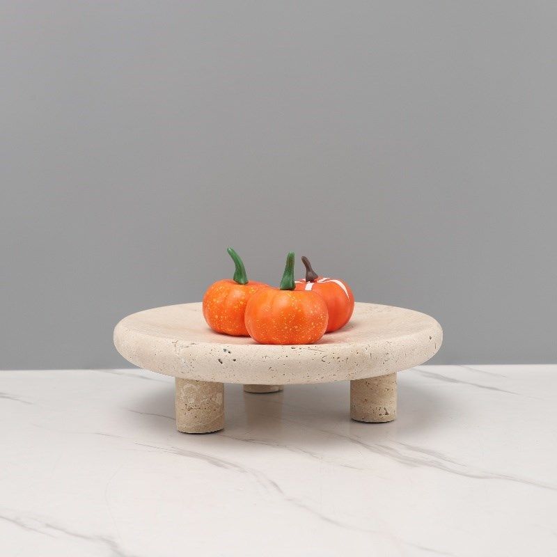 欧式轻奢洞石三脚圆形果盘托盘摆件餐厅客厅酒店样板房家居装饰品,家居饰品,装饰摆件,淘宝优惠券,粉丝福利购,淘宝优惠卷