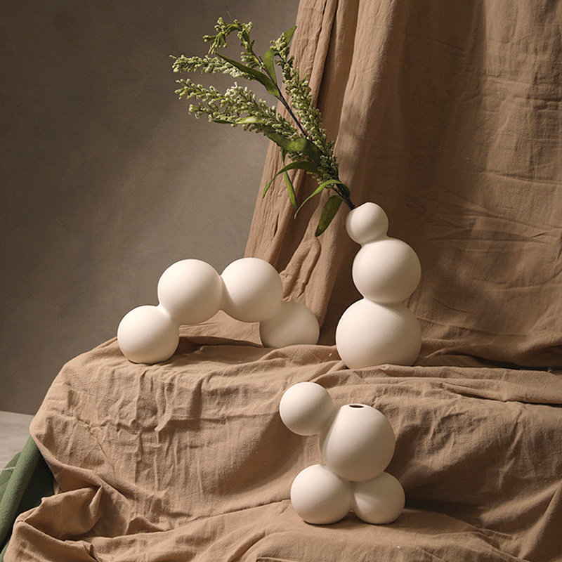 现代简约创意设计感抽象艺术几何球形陶瓷花器样板间桌面装饰摆件,家居饰品,花瓶,淘宝优惠券,粉丝福利购,淘宝优惠卷