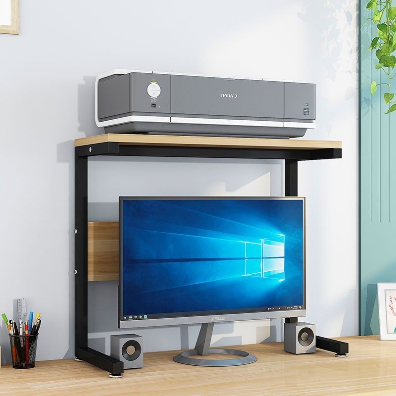 打印机置物架双层工位显示器支架办公室简约电脑桌上增高收纳架子