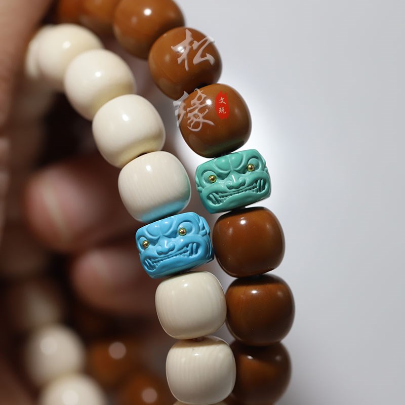 优化绿松石配饰貔貅珠文玩手串顶珠兽面配饰老型配珠隔片兽脸腰珠