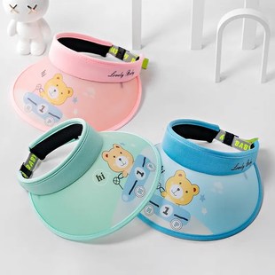 儿童UV空顶帽夏季 骑行轻薄大帽簷遮阳帽可爱卡通透气男Y女宝宝防