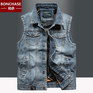 背心坎肩无袖 牛仔马甲男2025夏n季 潮流多口袋工装 休闲韩版 外 新款