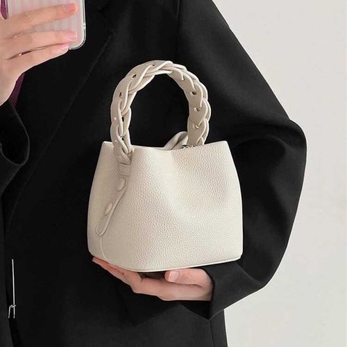 软皮手工水桶包编织手提包s女2025新时尚菜篮子包迷你斜挎包小包