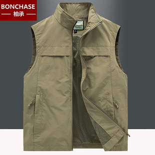 多口袋户外摄影I新款 马甲男士 工装 薄款 坎肩背心休闲外套商 春夏季