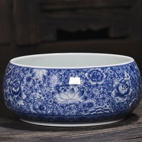 陶瓷烟灰缸大号高端大气上档次 A家用客厅中式多功能青花瓷果皮缸