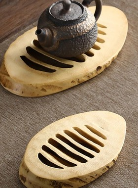 竹根雕刻杯垫壶托 日式手工隔热茶垫子 高档碗垫紫砂X壶茶道养壶