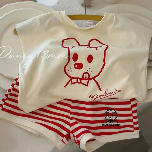 儿童背心套装男童夏季款女童宽松D短裤宝宝休闲运动两件套短袖