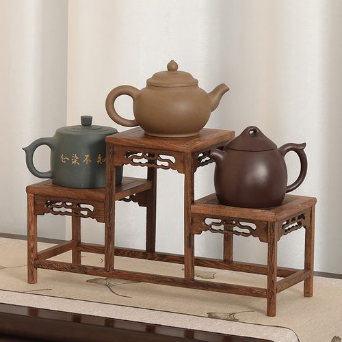 实木博古b架小型紫砂茶壶具置物架鸡翅多宝阁中式简约摆件展示架