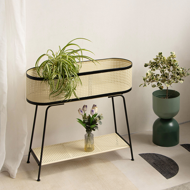 阳台花架in风落地花盆架 创意复古多层花架子仿藤特色热植架