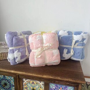 软萌月兔浴巾装!速干毛巾亲子款珊瑚绒吸水毛巾掉毛浴巾