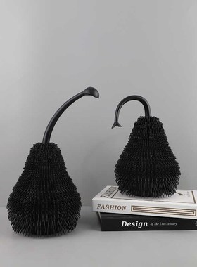 现代白色毛球梨形摆件样板间客厅电视柜家居酒店桌面工艺装饰