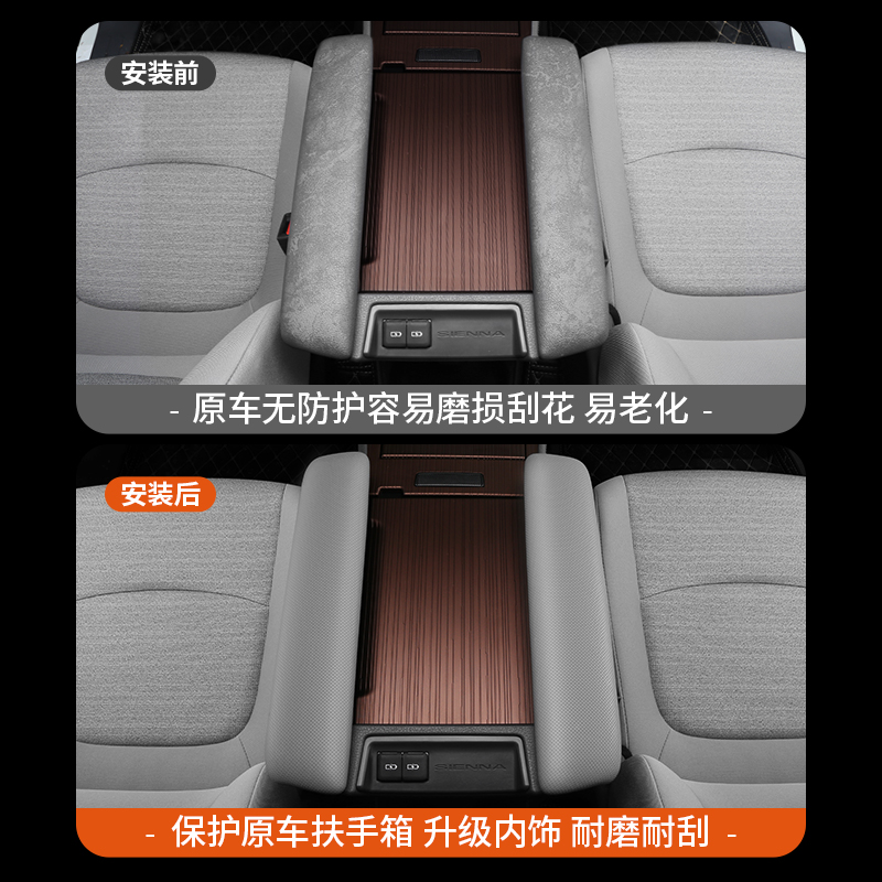 专用于21-22款赛那中央扶手箱套内饰改装配件塞纳保护盖真皮套盖
