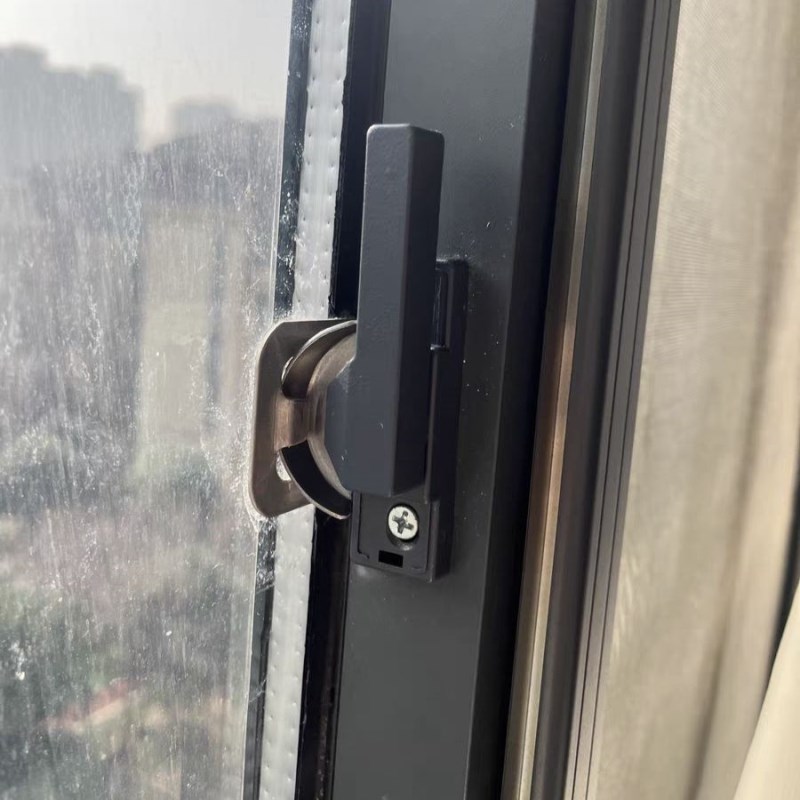阳台老式搭扣塑钢锁栓月牙锁推拉方柄窗户铝合金平移门窗锁钩