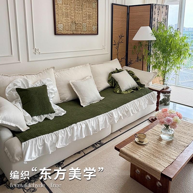 2025年新款沙发垫夏用法式四季通用防滑美式复古直排坐垫盖布