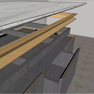 轻奢意式极简橱柜中岛台带灯隐形免拉手岩板台面K型加厚型材灯槽