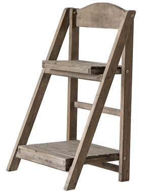 卡司双层梯形花架置物架实木美式复古做旧阳台多层落地式实木架子