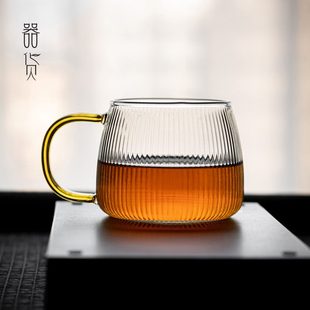 玻璃杯带把耐高温大肚杯家用喝水杯大容量杯子咖啡杯可加热 日式