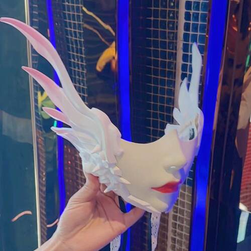 机械风半脸美人翅膀面具美女孔雀女古风面具全下半脸cos汉服唐装