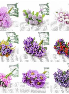 紫色仿真花全新泡沫花芯花蕊缠花手工发簪发饰品装饰配件材料