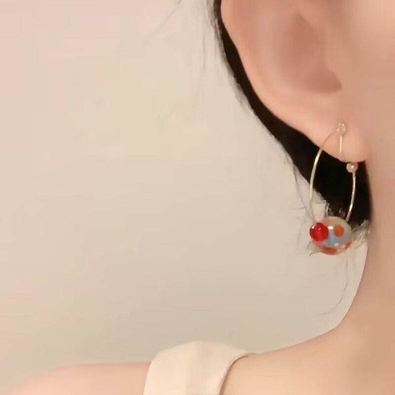 『趣味乐园』可爱甜美清新蚊香盘耳夹彩色波点球球无耳洞耳钉耳圈