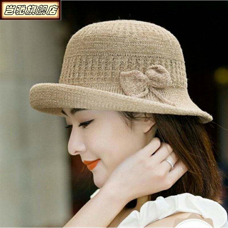 帽子女中年妈妈夏季遮阳防晒圆顶礼帽2025新款女士春秋出游太阳帽