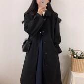 黑色毛呢外套女小个子2025新款 冬季 加厚韩系高级感赫本风呢子大衣