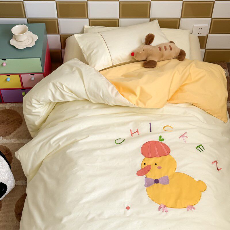 幼儿园被子三件套全棉婴儿x童宝宝纯黄蓝色绣花入园六件套床品,婴童用品,婴童床品套件,淘宝优惠券,粉丝福利购,淘宝优惠卷