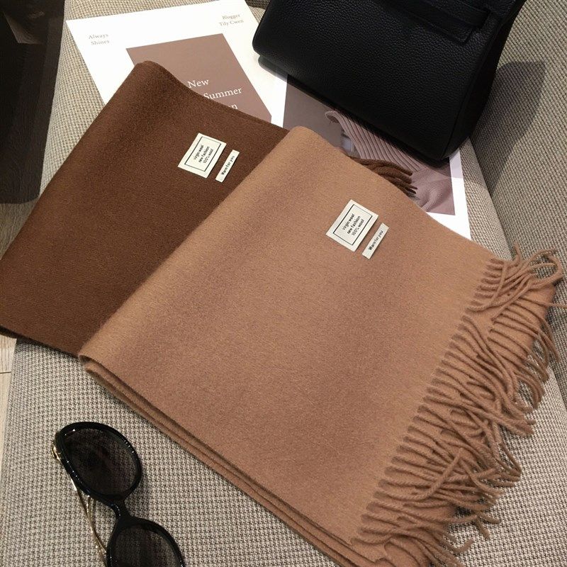 洋气美拉德色系100%纯羊毛围巾披肩两用情侣冬季百搭纯色保暖围脖