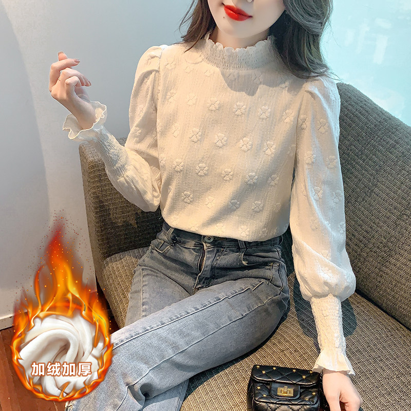 哺乳上衣产后秋冬长袖新款蕾丝衫显瘦百搭外出显瘦辣妈喂奶打底衫