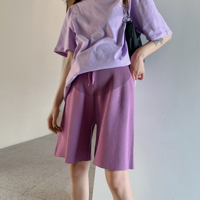 孕妇针织短裤夏季薄款外穿纯色宽松裤子托腹休闲冰丝阔腿五分中裤,孕妇装/孕产妇用品/营养,孕妇休闲裤,淘宝优惠券,粉丝福利购,淘宝优惠卷