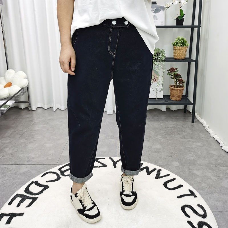 2024新款大码250斤胖mm宽松显瘦百搭弹力休闲萝卜裤牛仔裤 长裤女,女装/女士精品,大码裤装,淘宝优惠券,粉丝福利购,淘宝优惠卷