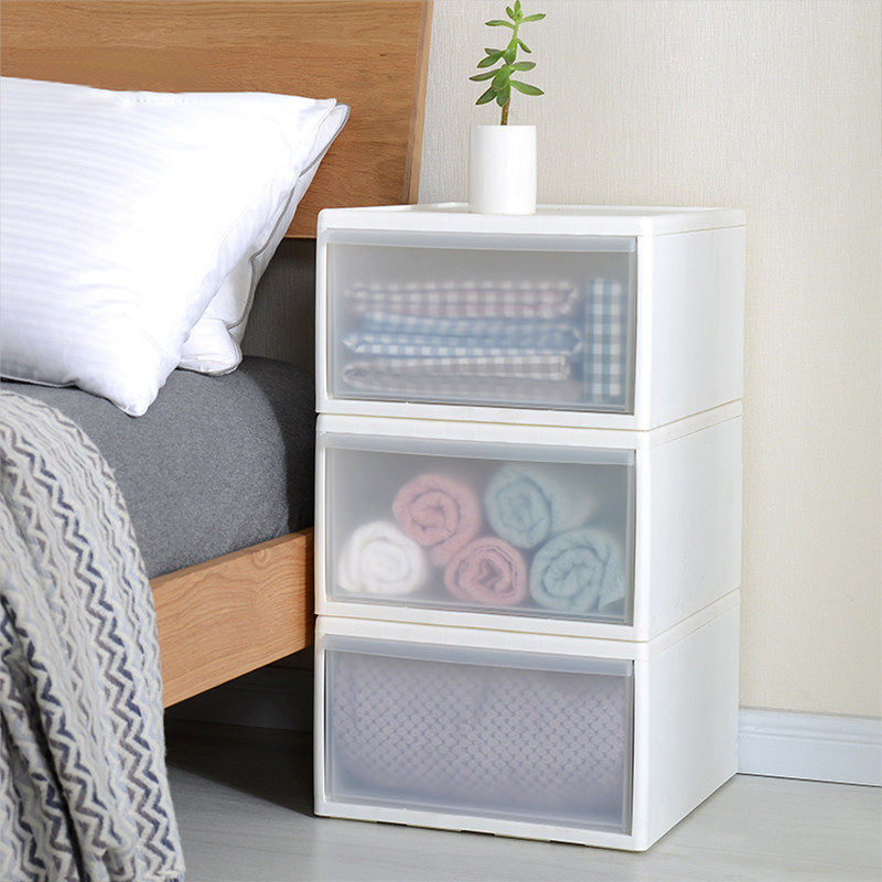 抽屉式收纳柜收纳箱塑料整理箱单层叠加抽屉组合柜储物夹缝柜衣柜
