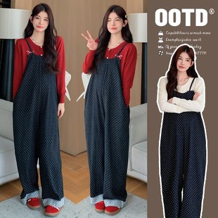 孕妇2024新款秋装套装背带裤时尚洋气时髦上衣秋冬季大码两件套潮