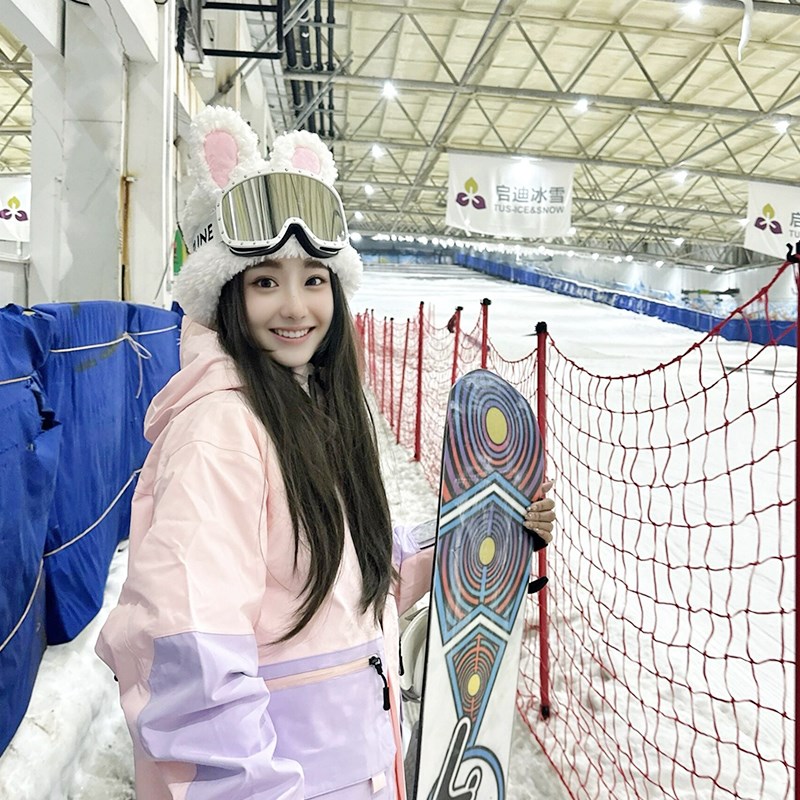 可爱兔耳毛绒帽子滑雪护耳登山防冻棉帽骑行防寒保暖毛线帽氛围感