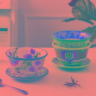 好看的碗碟套装家用碗筷单人一套一人食陶瓷一碗一勺一筷面碗餐具