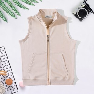 春秋季背心女纯棉外穿气质马夹开衫拉链上衣外套宽松坎肩无袖马甲