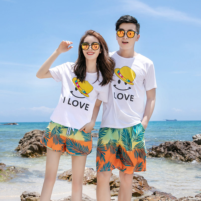 新疆棉2021沙滩情侣装夏度假蜜月超仙海边旅游三亚穿搭衣服男套装