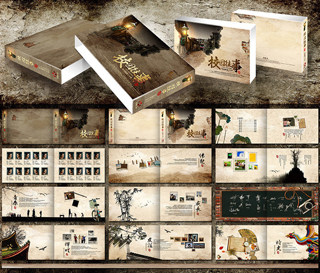 中国怀旧风学生毕业纪念册.同学回忆录.师生照片通讯录.模板素材