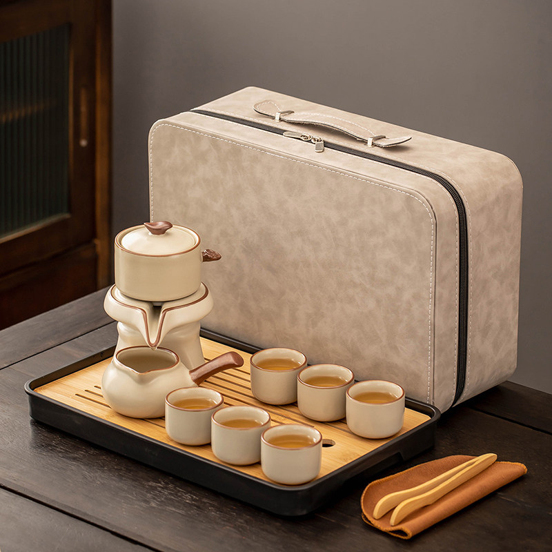 旅行茶具套装便携式陶瓷泡茶壶收纳包露营茶具中T秋节送礼盒装定