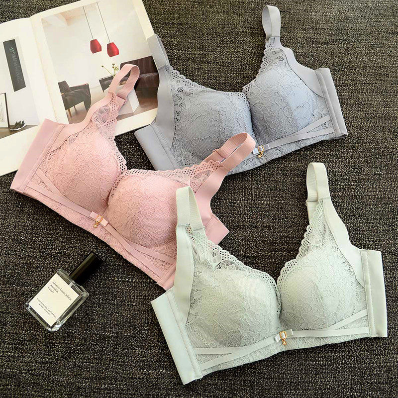 甜美 云感棉无钢圈小胸文胸内衣聚拢三排扣收副乳微Y调整型女厚杯