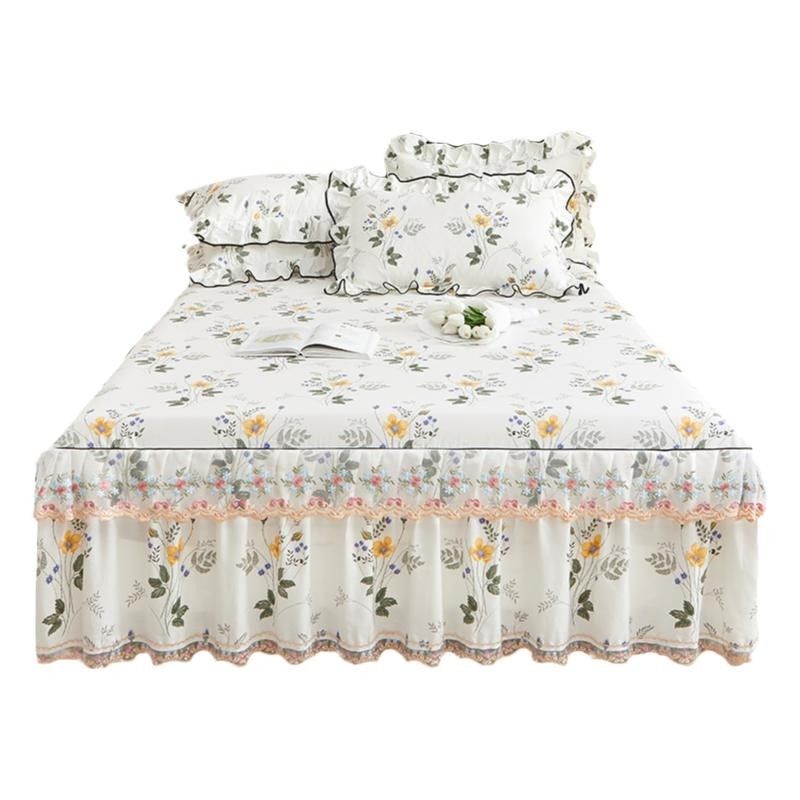 韩式床裙床罩单件床套蕾丝裙边床单10K0全棉三件套遮丑下摆夏,床上用品,床裙,淘宝优惠券,粉丝福利购,淘宝优惠卷