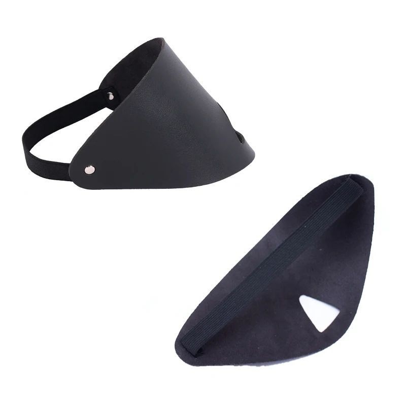 Black PU Leather Mysqtery Expose Nose Eye Mask with Binding