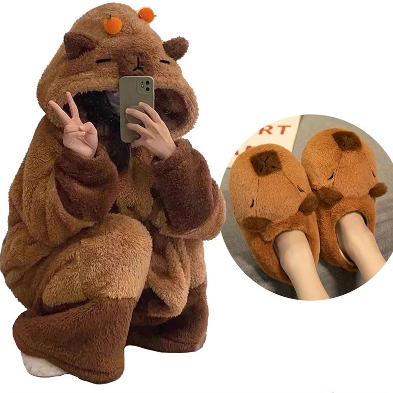 Winter Capybara Cosplay Costume Robes AdulNt Kigurumi Unicor