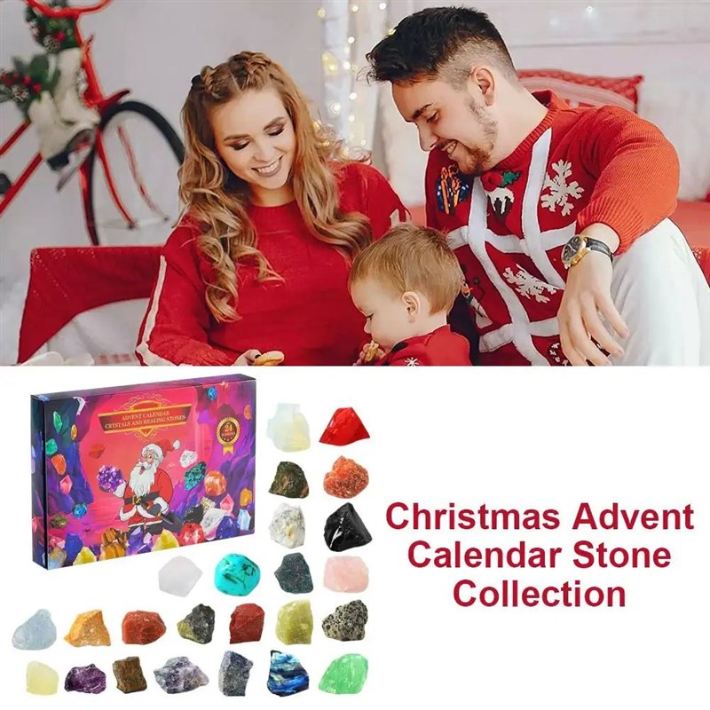 Advent Calendar 2024 Kids Cyhristmas 24 Natural Rock Mineral