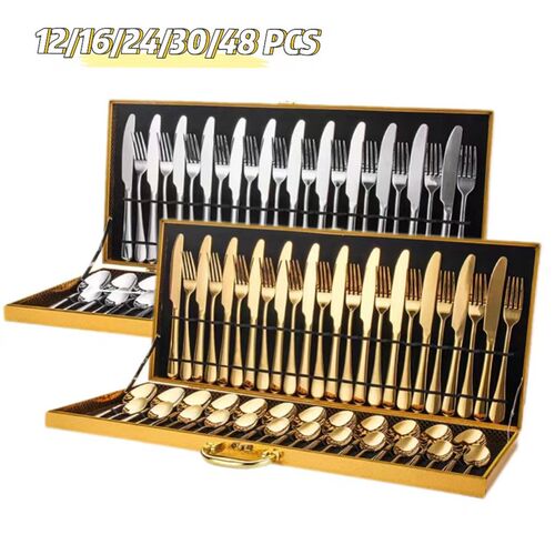 西餐餐具套装304不锈钢高档全套欧式家用吃牛排刀叉勺48件套盒子