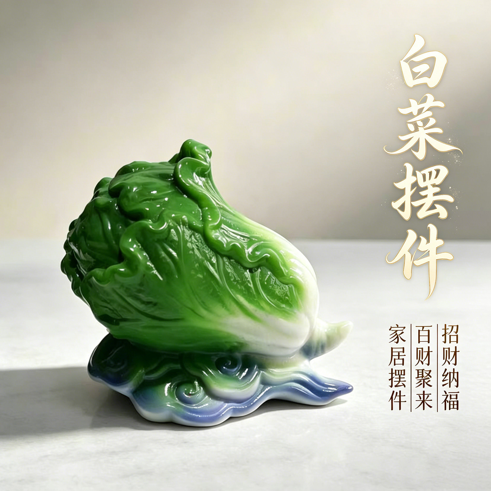 黼山堂陶瓷小白菜招财摆件图片