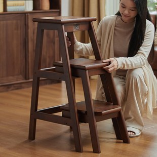 实木梯凳花架梯子两用步梯家用可伸缩多功能登高梯加厚楼梯凳爬梯