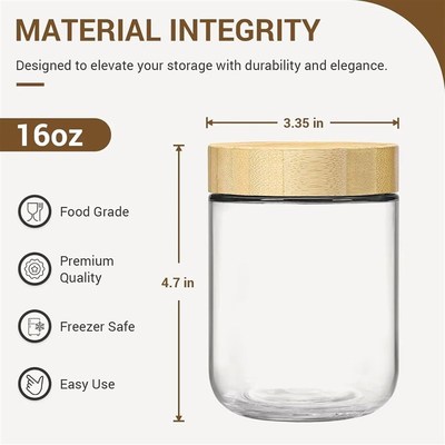 Glass jars with mAirtight Lids Oats Containers with Bamboo L