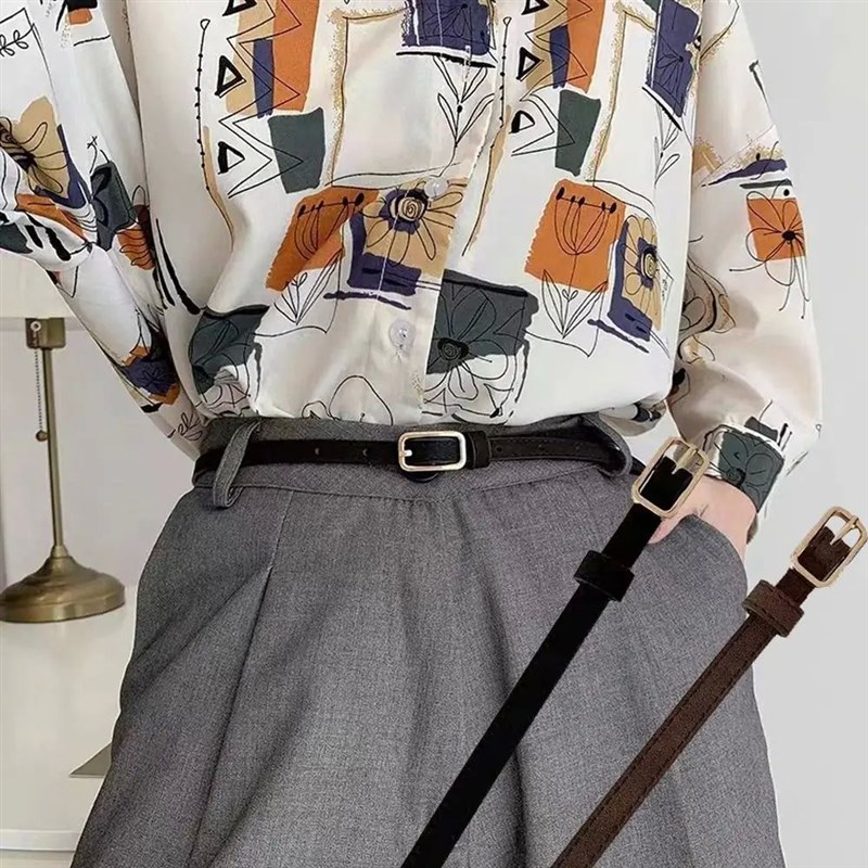 Women  Design PU Leather Belt Casual RetQro Thin Belts