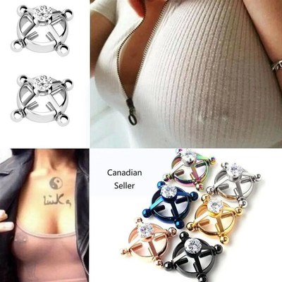 Pc Round Steel Inlaqid Zircon Non Piercing Body Jewelry Fake